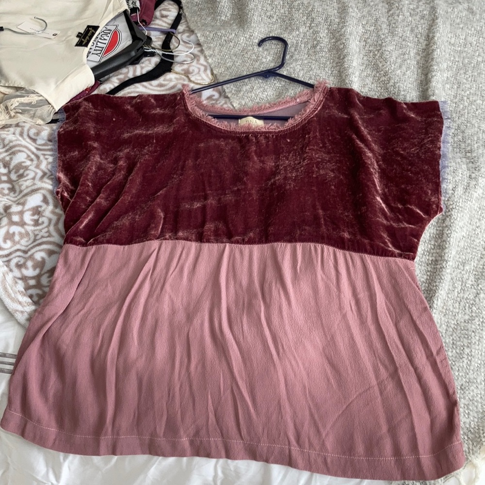 Anthropologie velvet tunic top